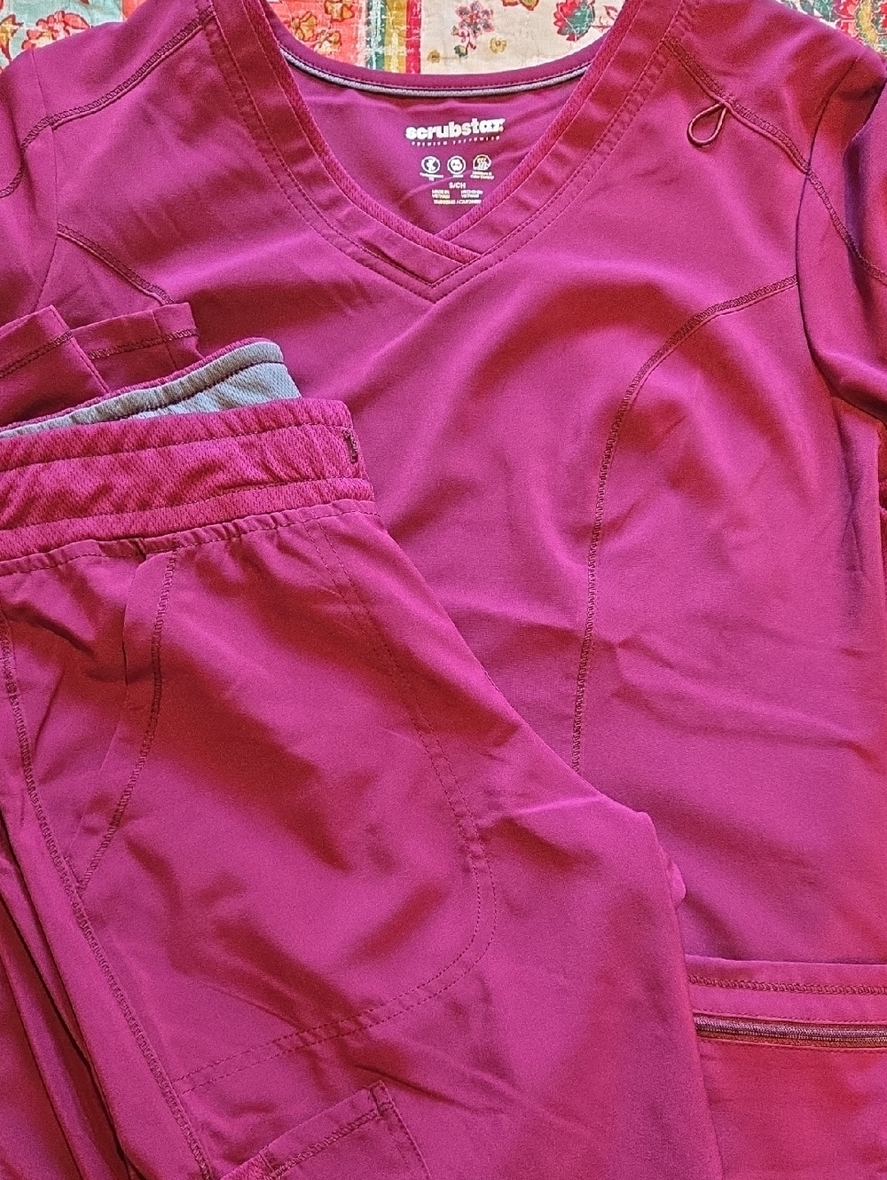 Scrubstar Women's Scrub Set in Wine Color, Small Top XS Pants. NWOT Only Washed.